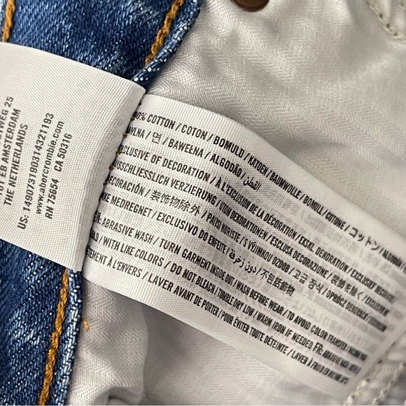 Abercrombie & Fitch Annie High Rise Short 28 Button Fly Raw Hem Rigid Denim Blue - Picture 6 of 6